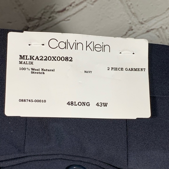 NWT Calvin Klein Navy Wool Unhemmed Trousers Mens - Picture 6 of 6